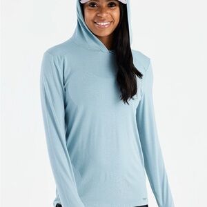 Free Fly Shade Hoodie Long Sleeve with Thumbholes - light blue